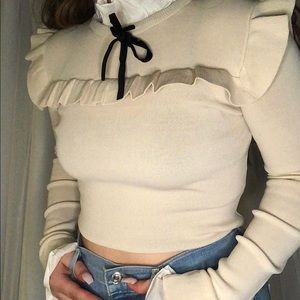 ZARA Ecru Combination Knit Sweater (NWT)